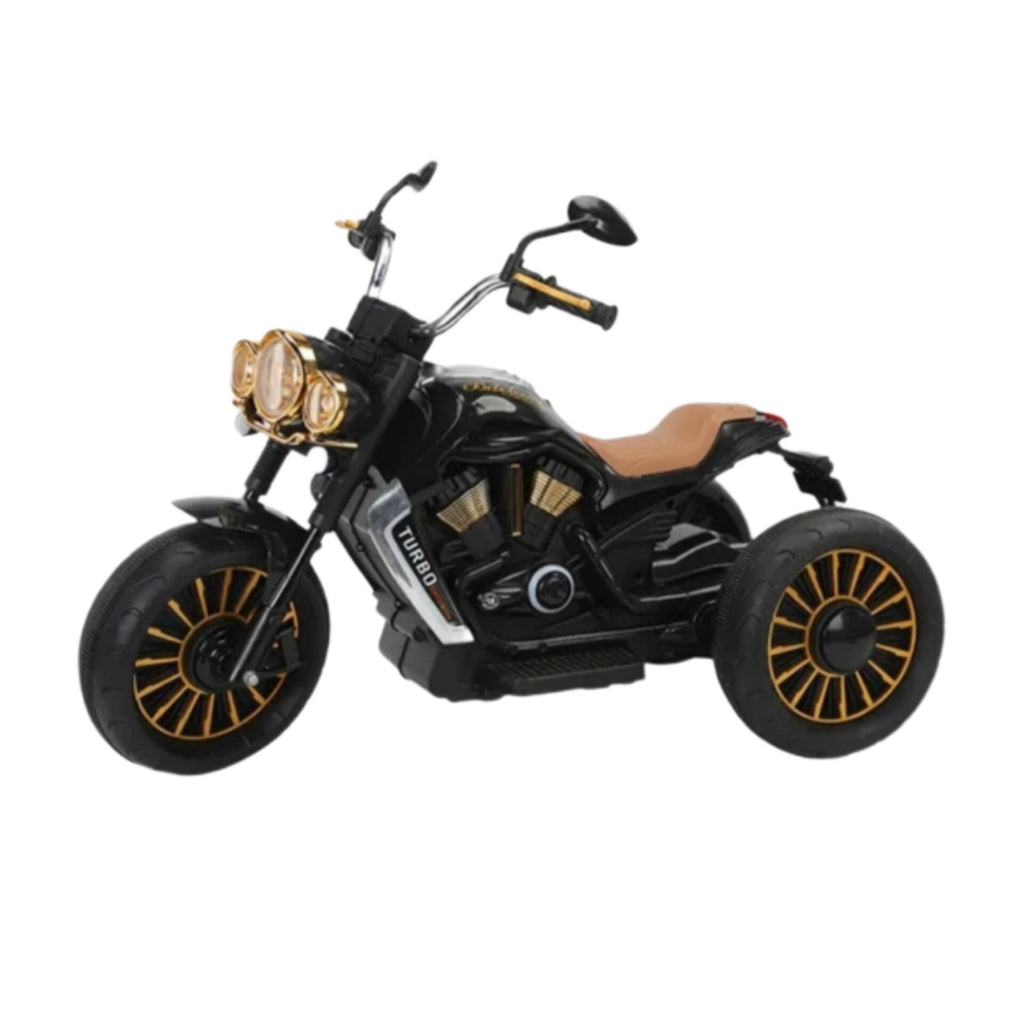 Kids turbo ride on powerbike - black